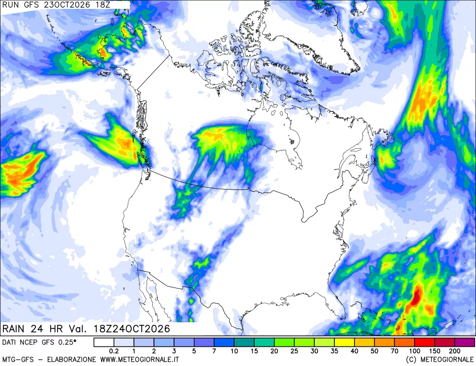 mappa Precipitazioni 24 ore precedenti