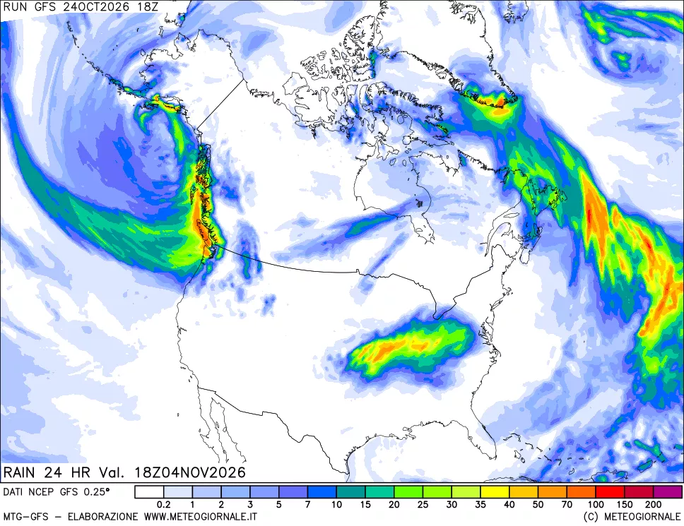 mappa Precipitazioni 24 ore precedenti