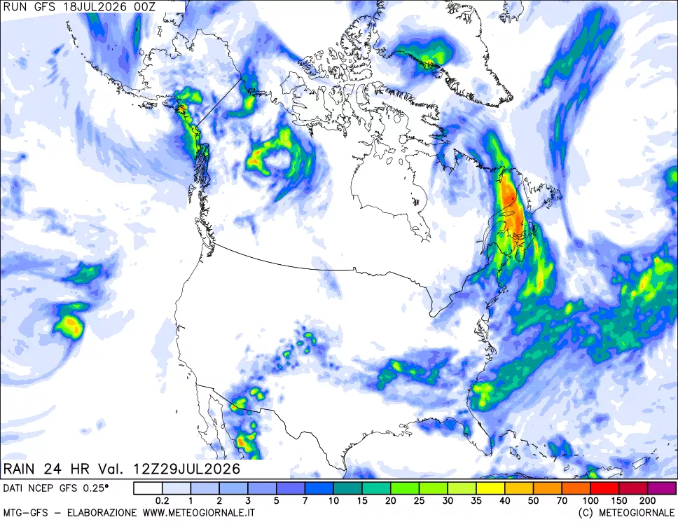 mappa Precipitazioni 24 ore precedenti