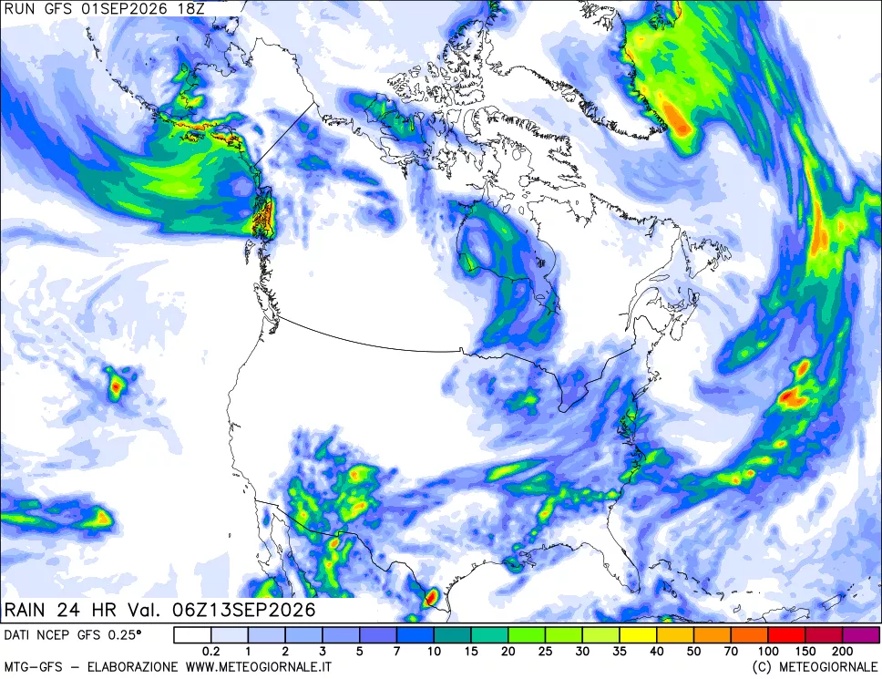 mappa Precipitazioni 24 ore precedenti