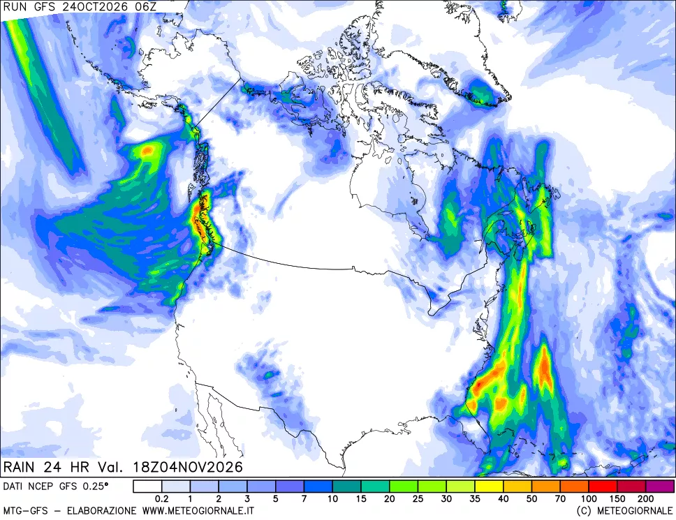 mappa Precipitazioni 24 ore precedenti
