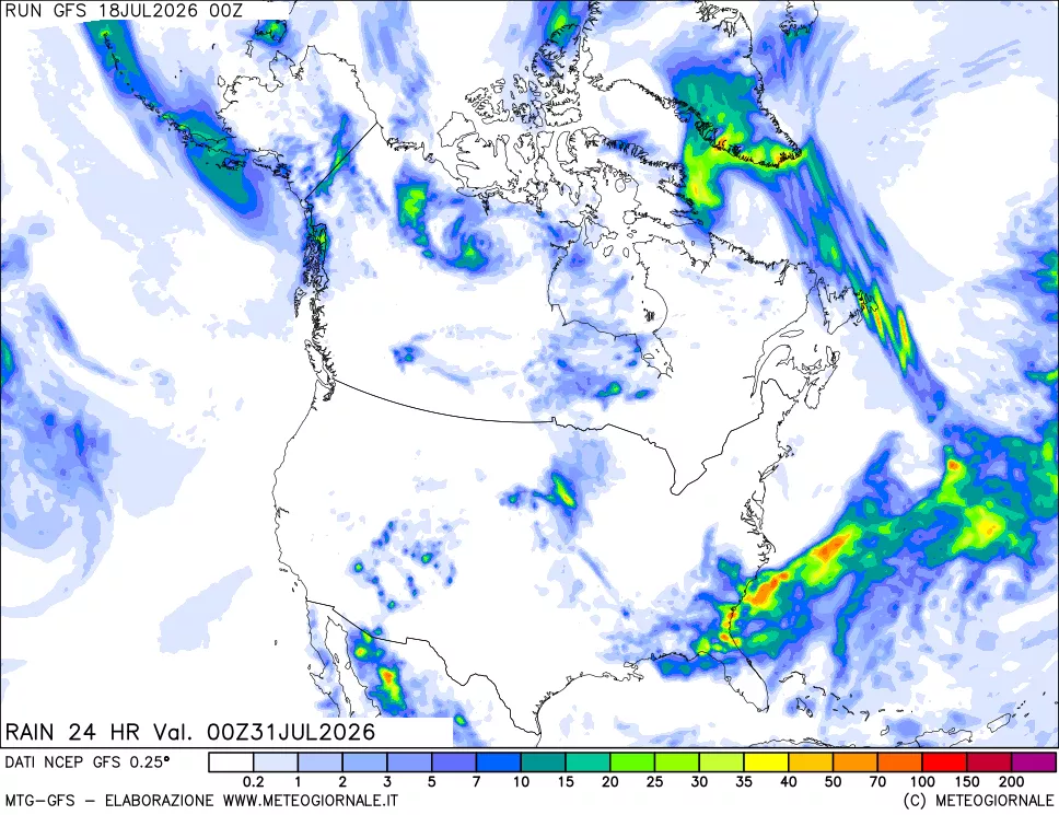 mappa Precipitazioni 24 ore precedenti