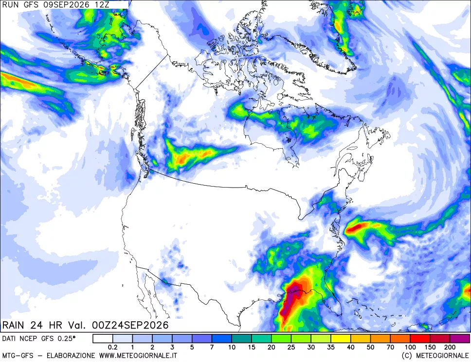 mappa Precipitazioni 24 ore precedenti