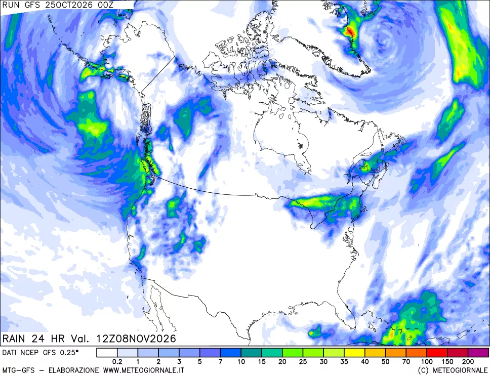 mappa Precipitazioni 24 ore precedenti