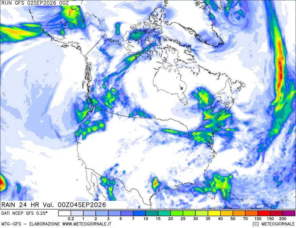mappa Precipitazioni 24 ore precedenti