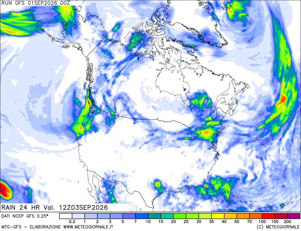 mappa Precipitazioni 24 ore precedenti