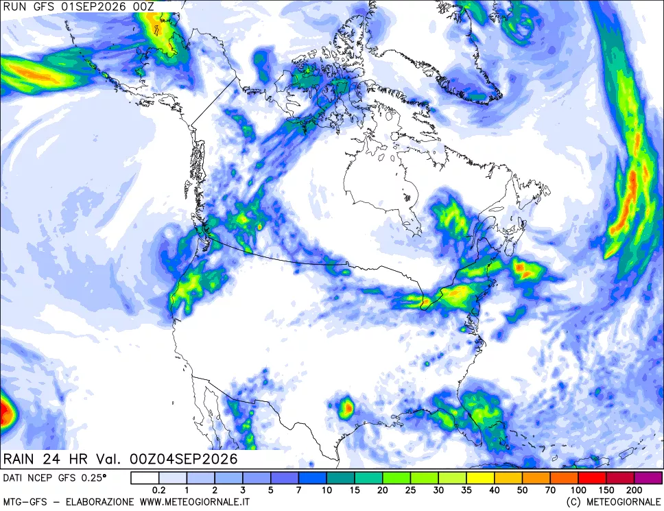 mappa Precipitazioni 24 ore precedenti