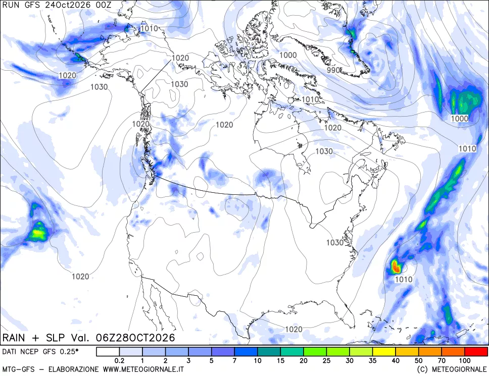 mappa Precipitazioni e pressione SLM