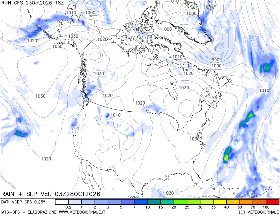 mappa Precipitazioni e pressione SLM