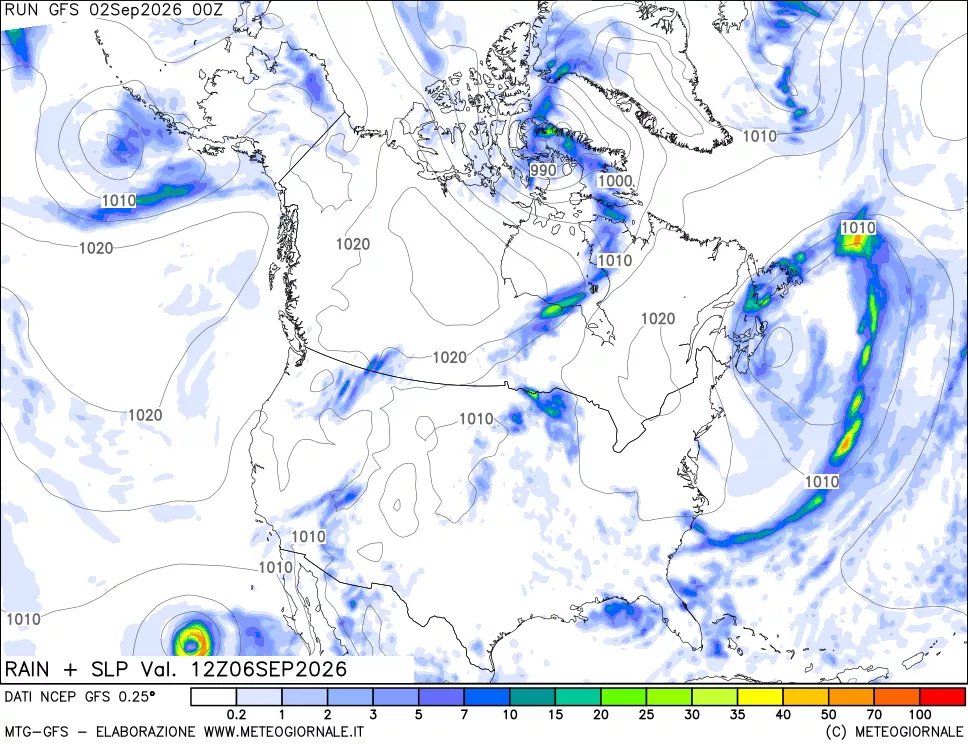 mappa Precipitazioni e pressione SLM