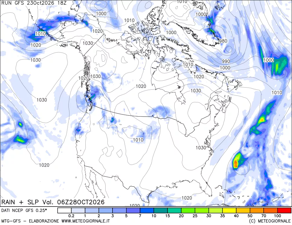 mappa Precipitazioni e pressione SLM