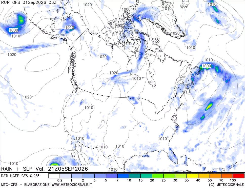 mappa Precipitazioni e pressione SLM