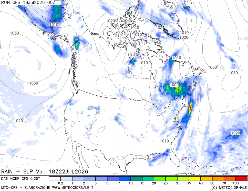 mappa Precipitazioni e pressione SLM