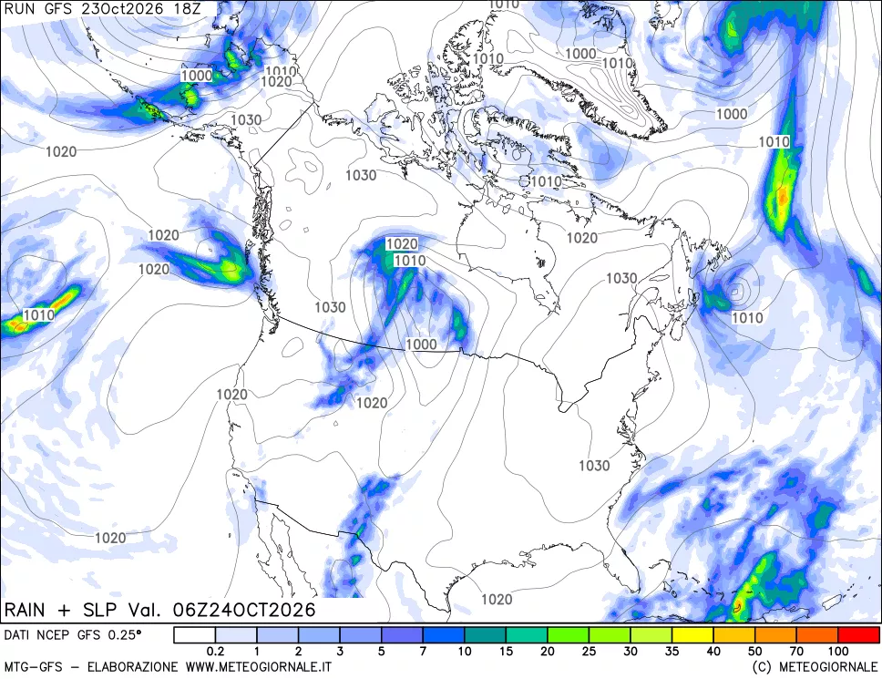 mappa Precipitazioni e pressione SLM