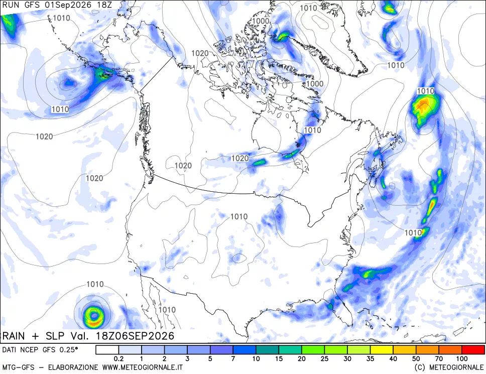 mappa Precipitazioni e pressione SLM