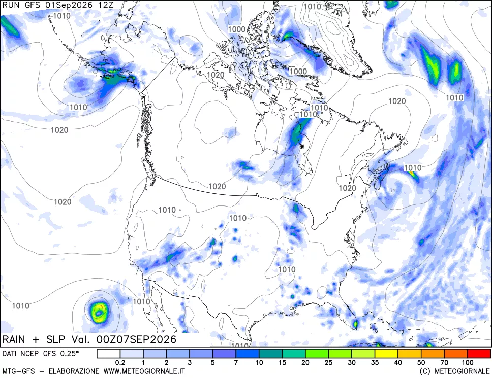 mappa Precipitazioni e pressione SLM