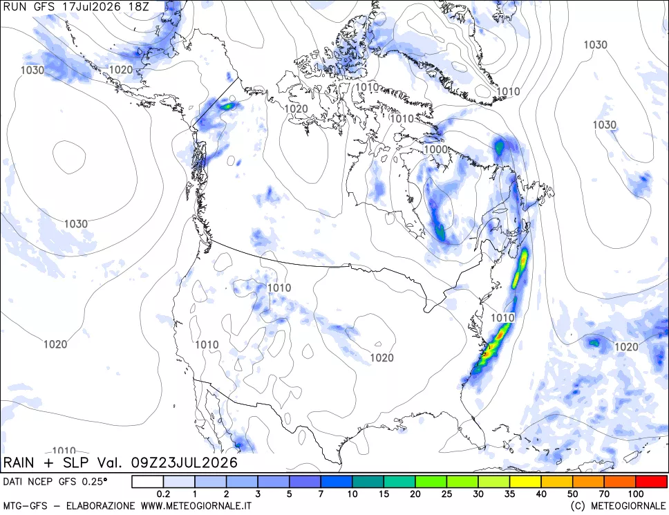 mappa Precipitazioni e pressione SLM