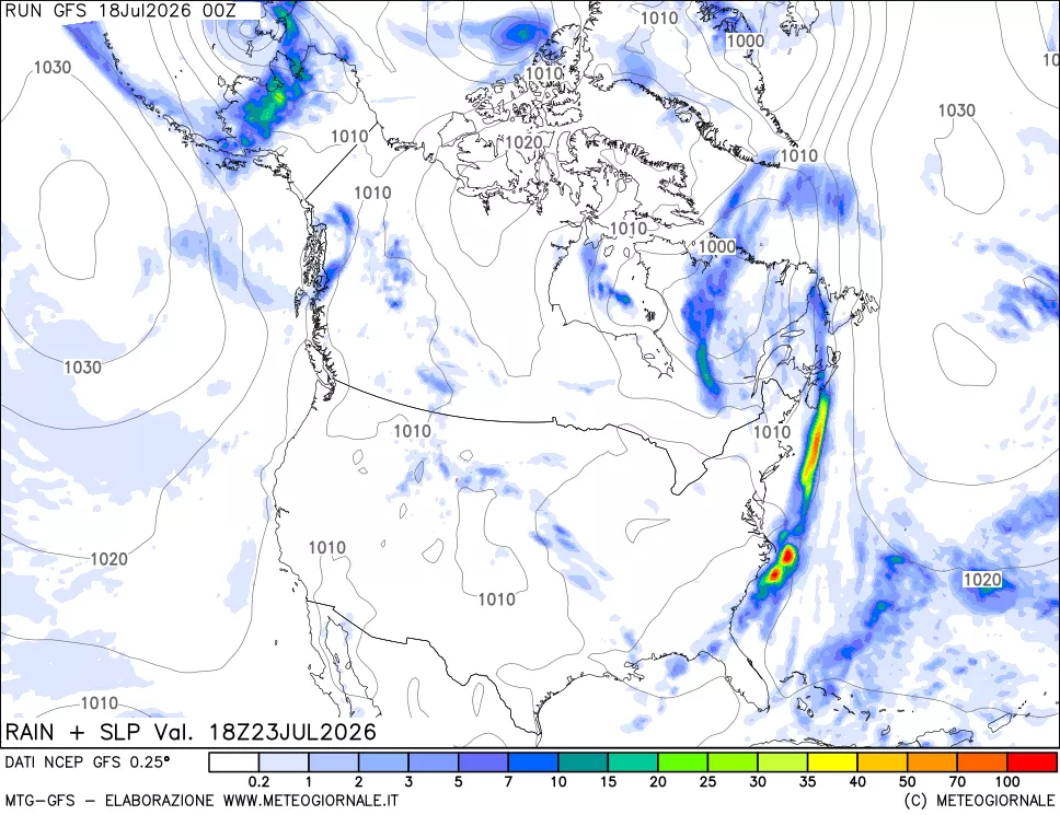 mappa Precipitazioni e pressione SLM