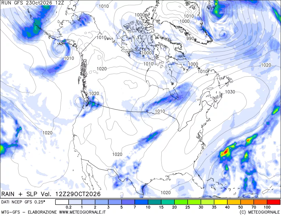 mappa Precipitazioni e pressione SLM