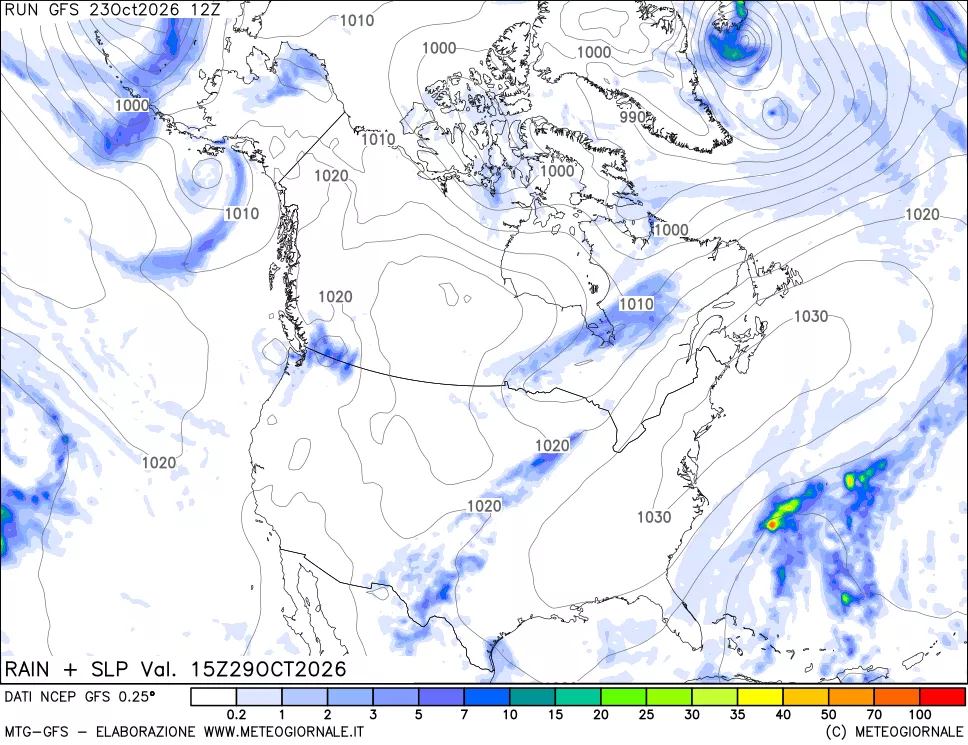 mappa Precipitazioni e pressione SLM