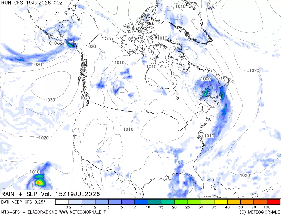 mappa Precipitazioni e pressione SLM