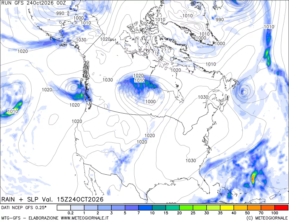 mappa Precipitazioni e pressione SLM