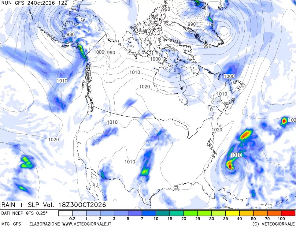 mappa Precipitazioni e pressione SLM