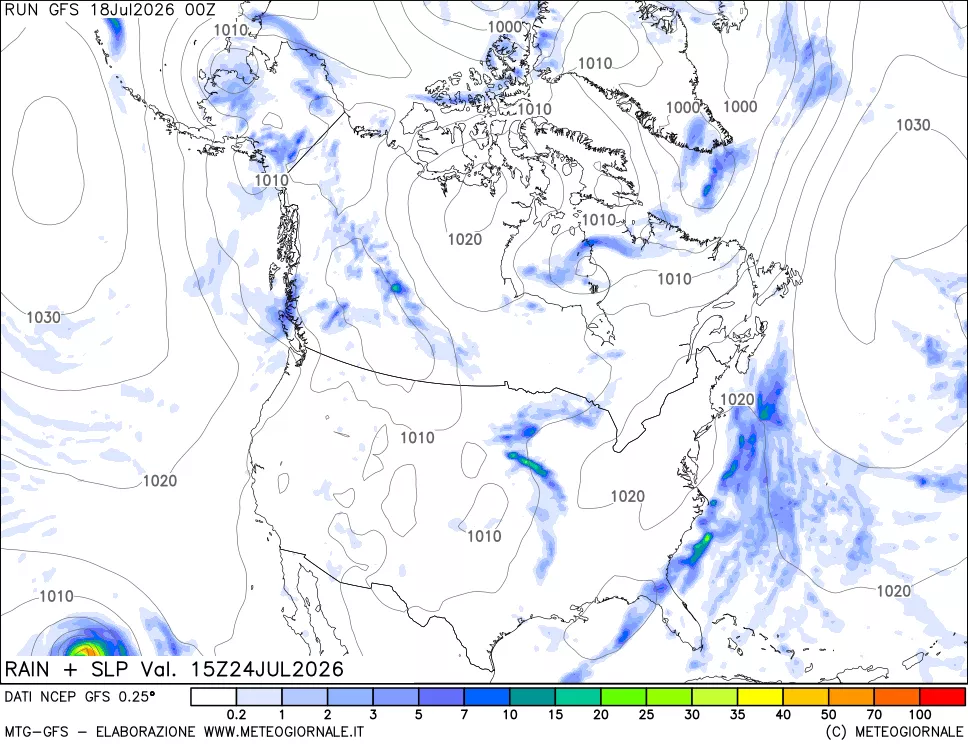 mappa Precipitazioni e pressione SLM