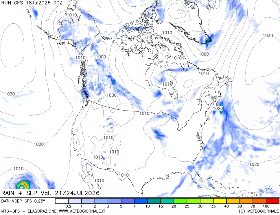 mappa Precipitazioni e pressione SLM
