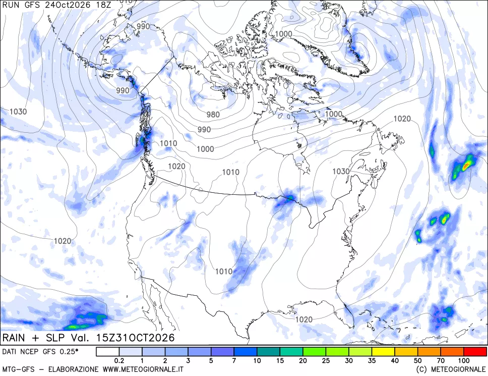 mappa Precipitazioni e pressione SLM