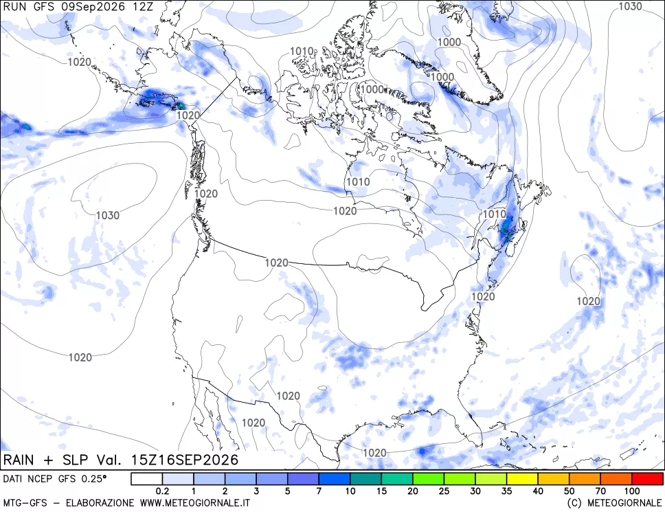 mappa Precipitazioni e pressione SLM