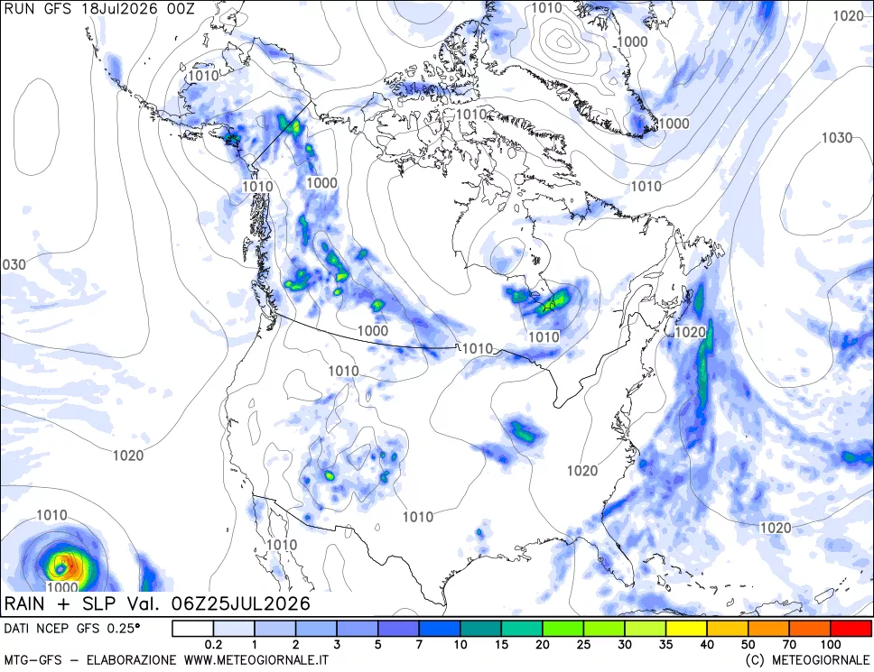 mappa Precipitazioni e pressione SLM