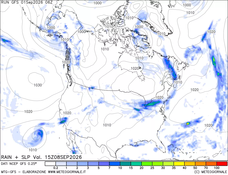 mappa Precipitazioni e pressione SLM