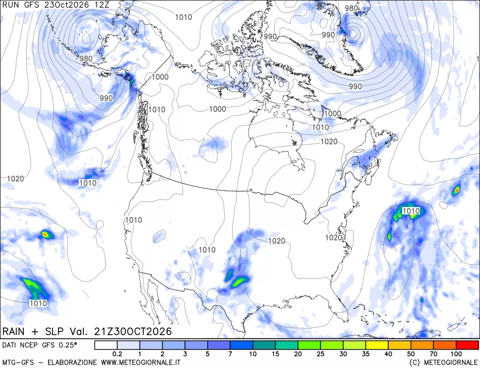mappa Precipitazioni e pressione SLM