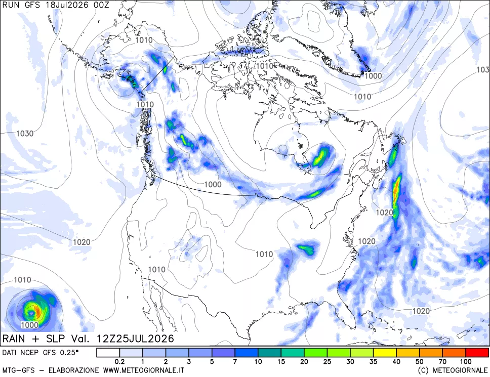 mappa Precipitazioni e pressione SLM