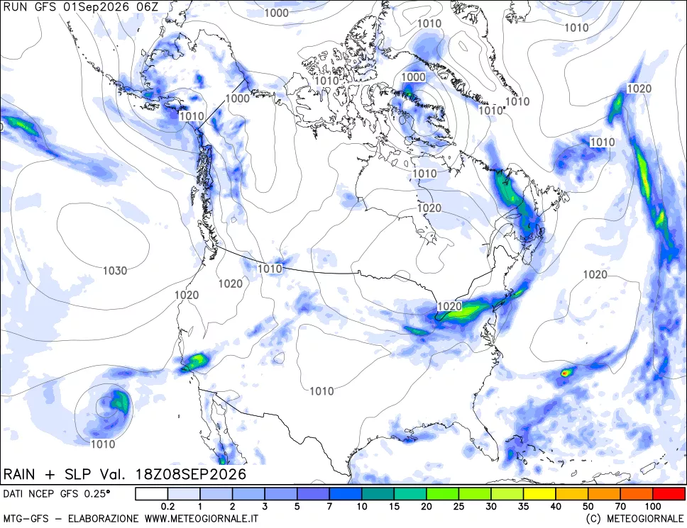 mappa Precipitazioni e pressione SLM