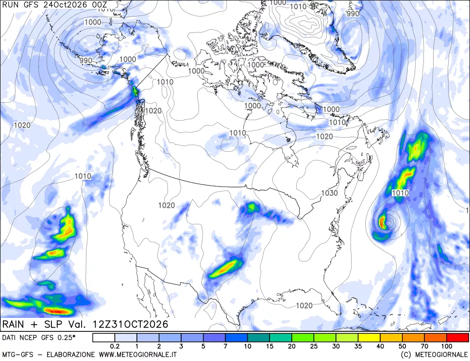 mappa Precipitazioni e pressione SLM
