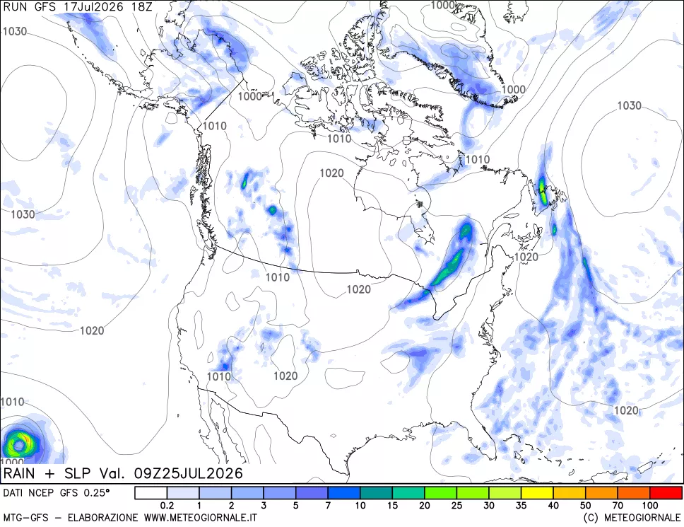 mappa Precipitazioni e pressione SLM