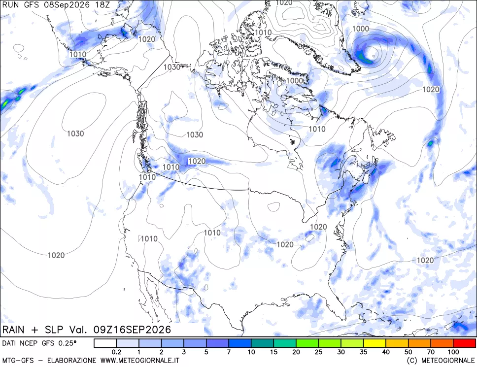 mappa Precipitazioni e pressione SLM