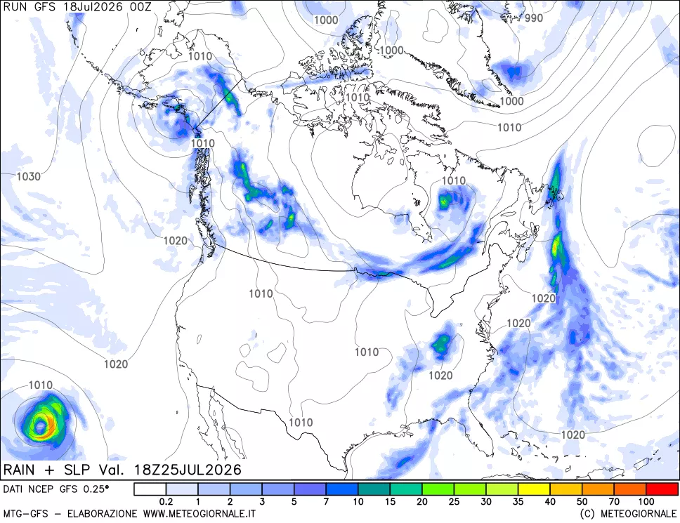 mappa Precipitazioni e pressione SLM