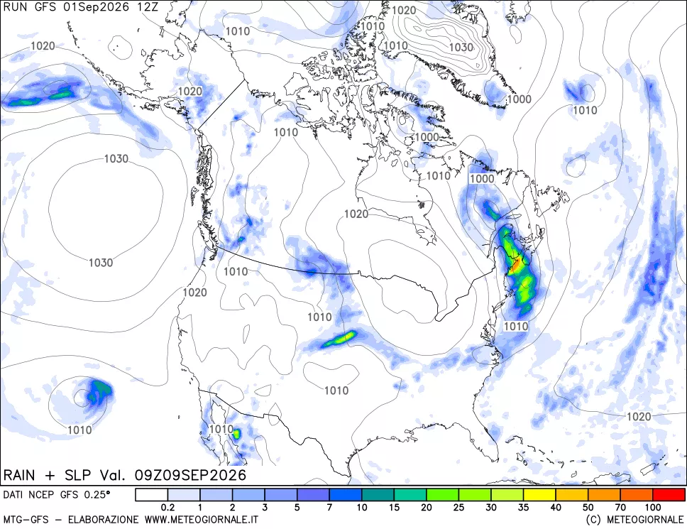 mappa Precipitazioni e pressione SLM