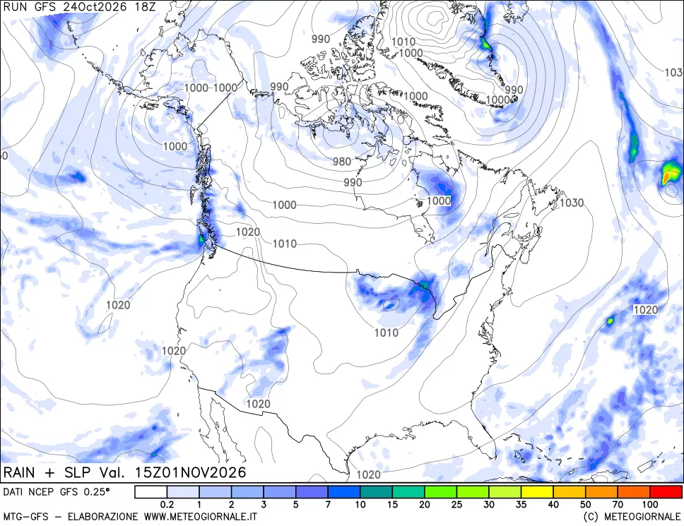 mappa Precipitazioni e pressione SLM