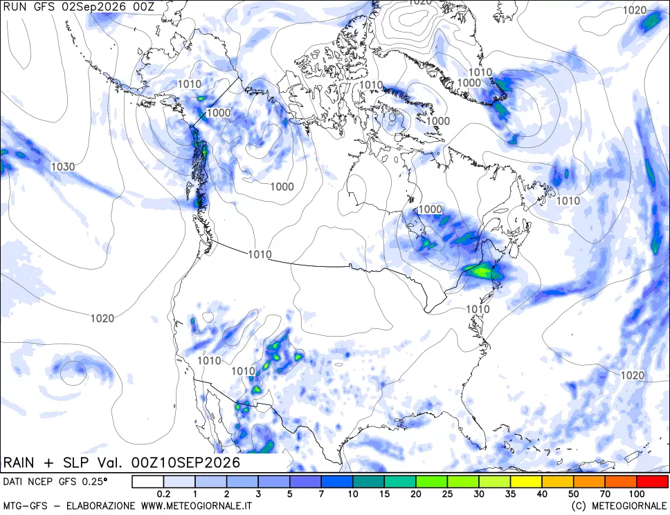 mappa Precipitazioni e pressione SLM