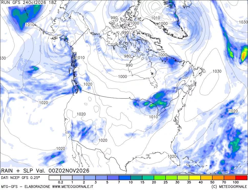 mappa Precipitazioni e pressione SLM