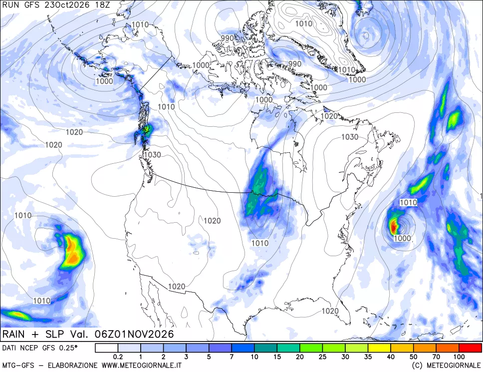 mappa Precipitazioni e pressione SLM