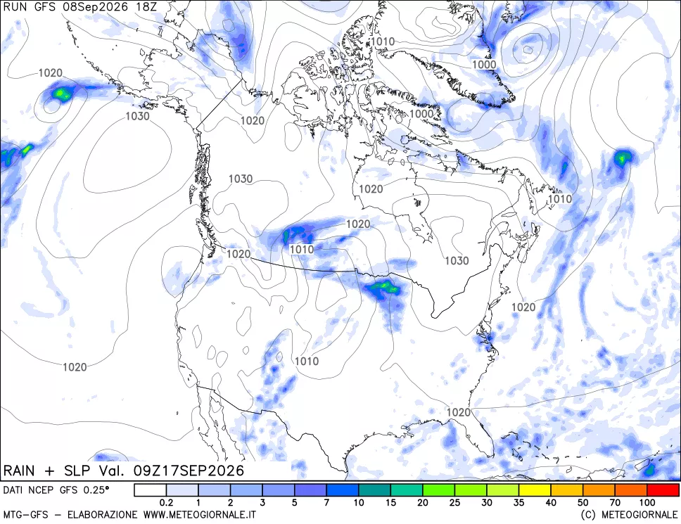 mappa Precipitazioni e pressione SLM