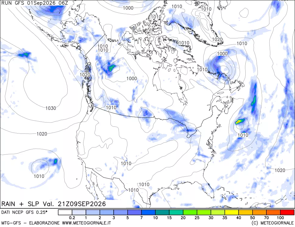 mappa Precipitazioni e pressione SLM