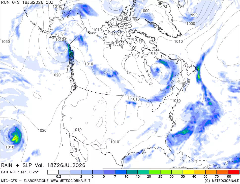 mappa Precipitazioni e pressione SLM