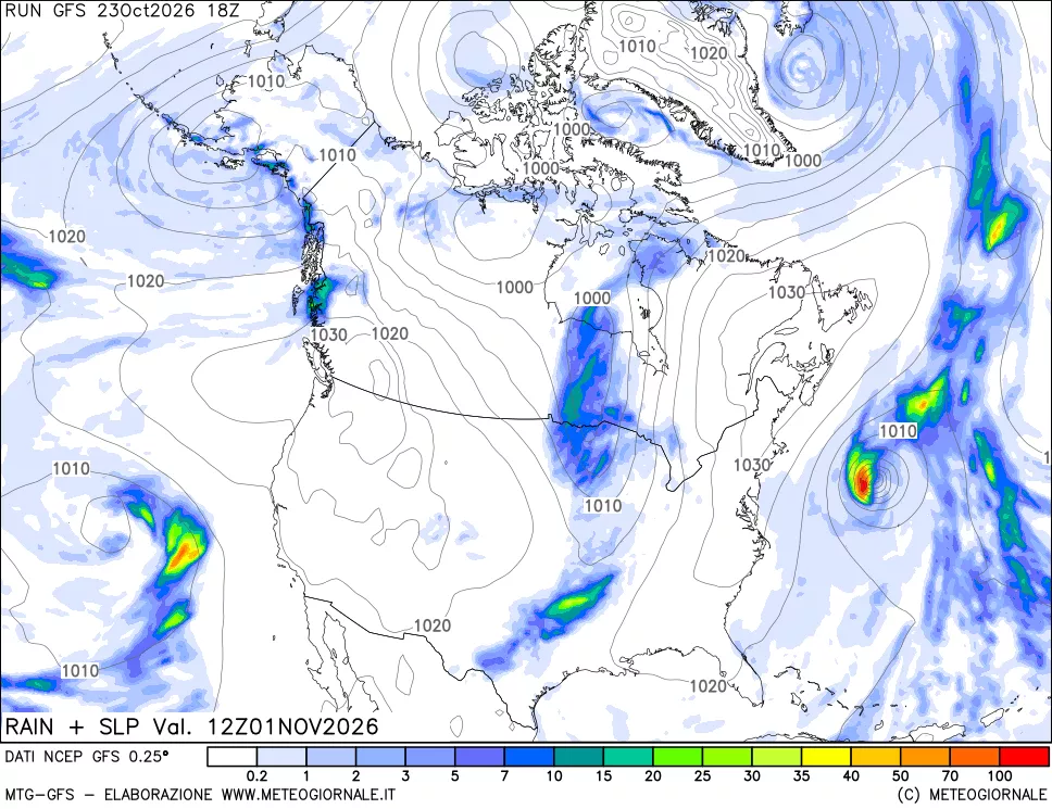 mappa Precipitazioni e pressione SLM