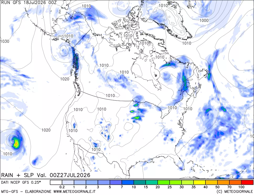 mappa Precipitazioni e pressione SLM